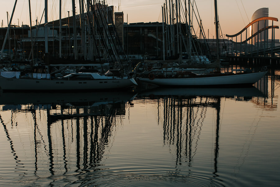 sunrise barcelona pier