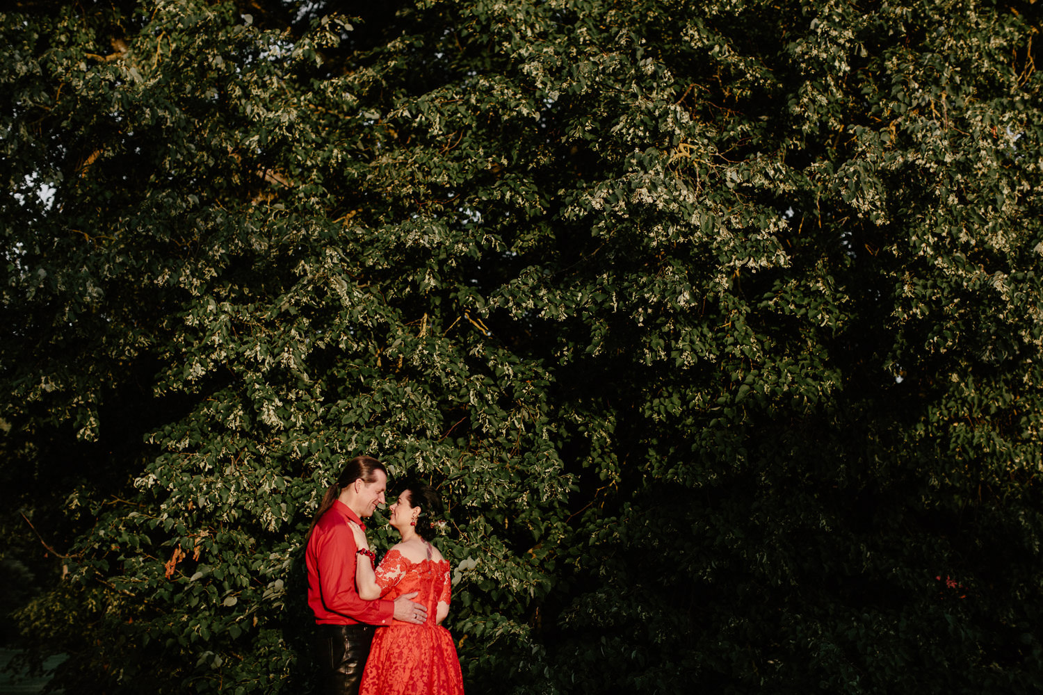 red wedding dress